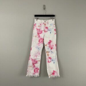Isabel Marant Elvira Tie Dye High Rise Flared Jeans in Pink Size 34 (US 2)